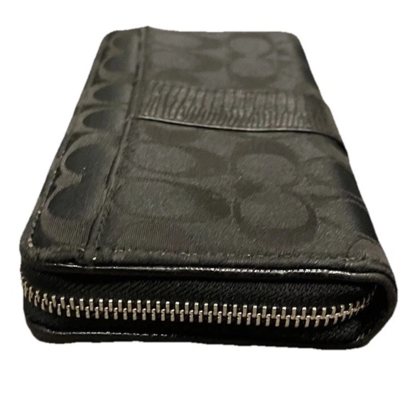 Vintage Coach Wallet Julia Op art Jacquard & Leather Envelope Wallet Black - Picture 5 of 13